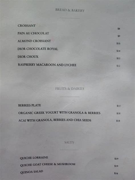 dior restaurant miami menu.